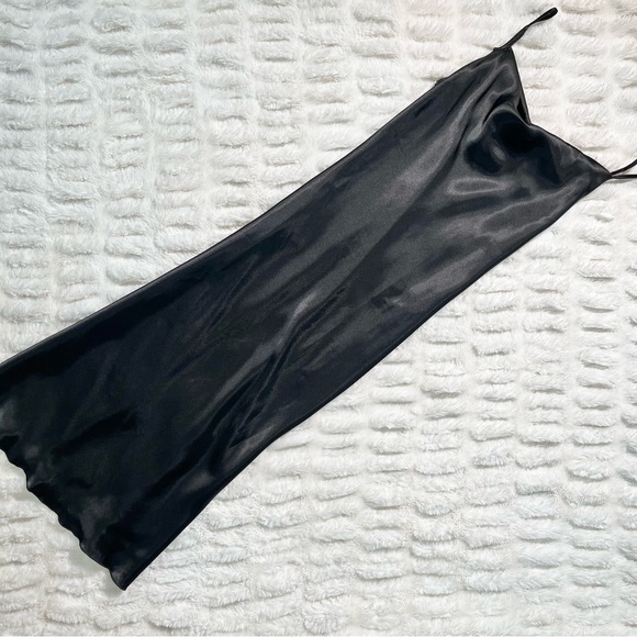 LAST CHANCE: Bebe Black Satin Bias Slip Dress - Picture 3 of 10